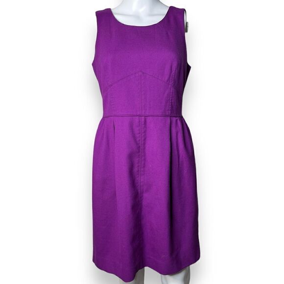 J. Crew Wool Knee Length Shift Dress Dark Purple Size 6 - Picture 1 of 4